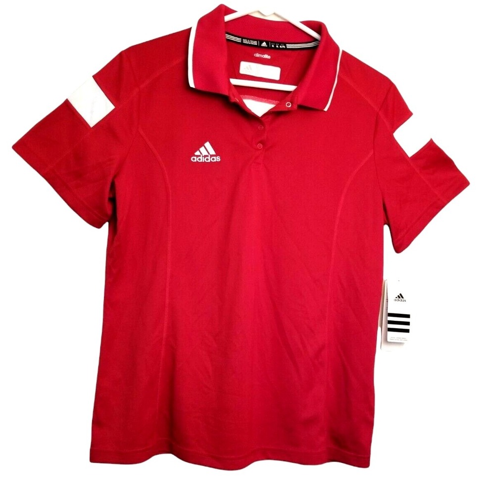 ADIDAS Climalite Polo Shirt Power Red White Women's Size XL